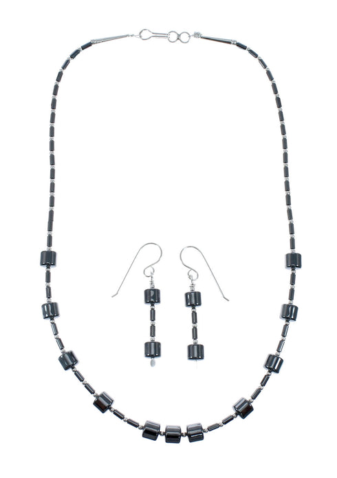 Genuine Sterling Silver Southwest Hematite Bead Necklace Set JX128500